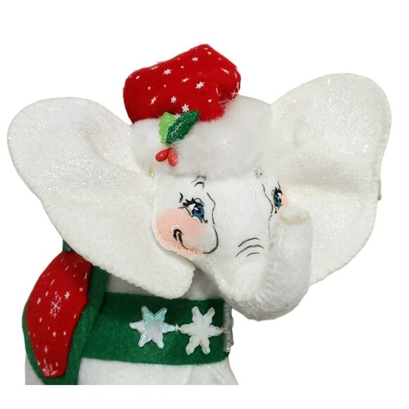 Annalee White Christmas Elephant Snowflake Hat Saddle Gift Basket 8” Retired 07 - Picture 2 of 15